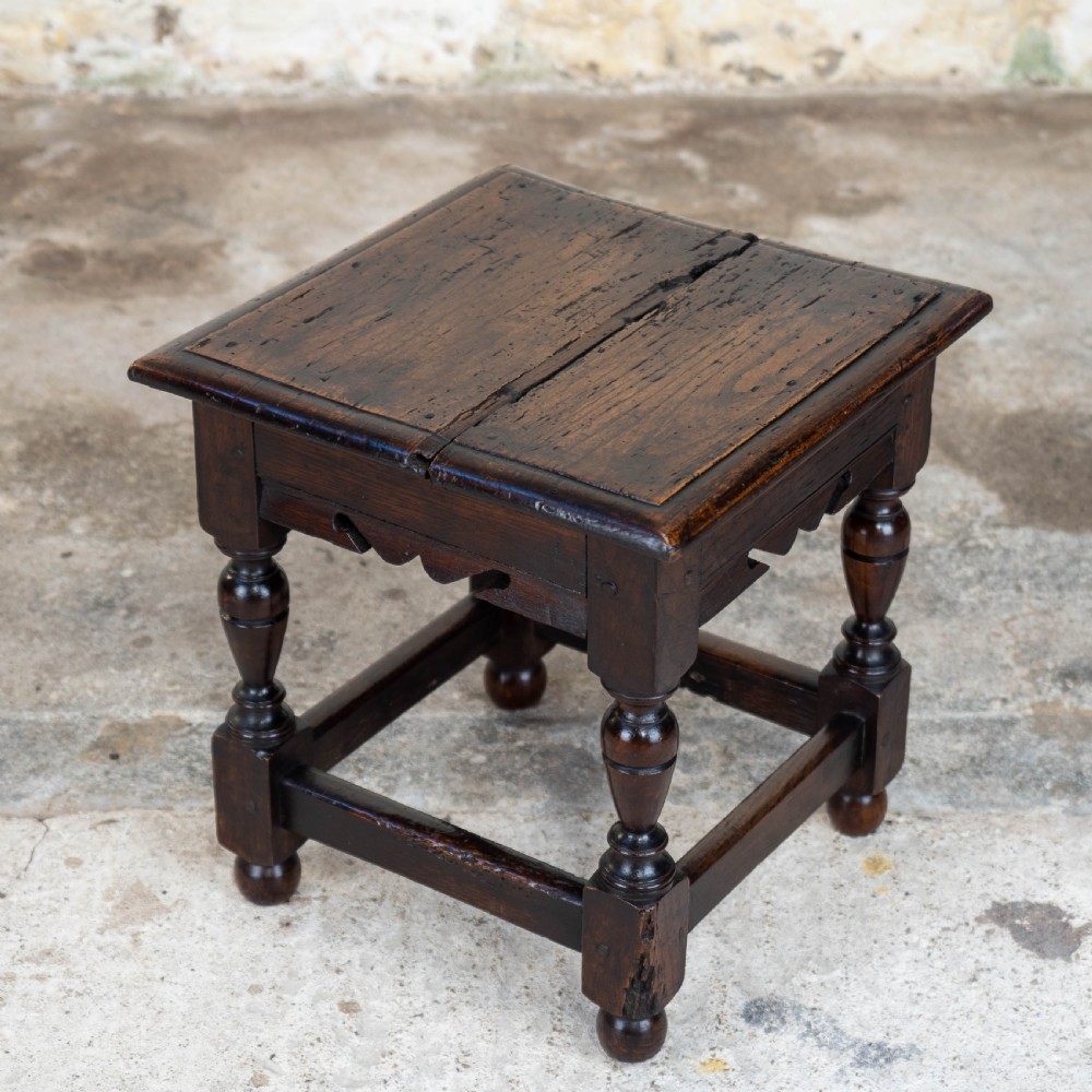 C17th & Later Small Oak Joint Stool (Carolean / Jacobean)