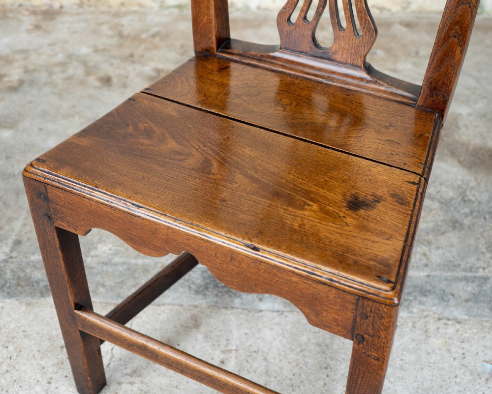Georgian Chippendale Set of 3 Elm Country Dining Chairs View X