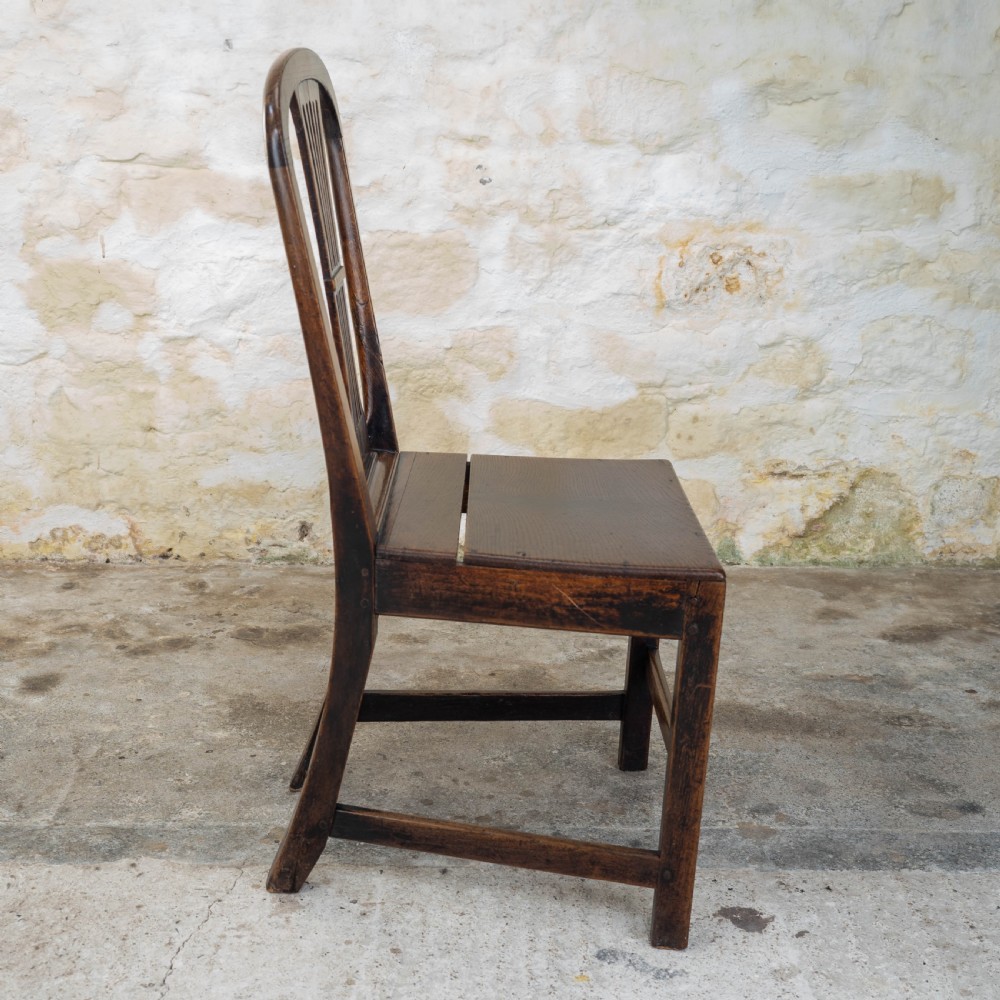 Georgian Hepplewhite Elm Country Dining Chair C1750 View VIII