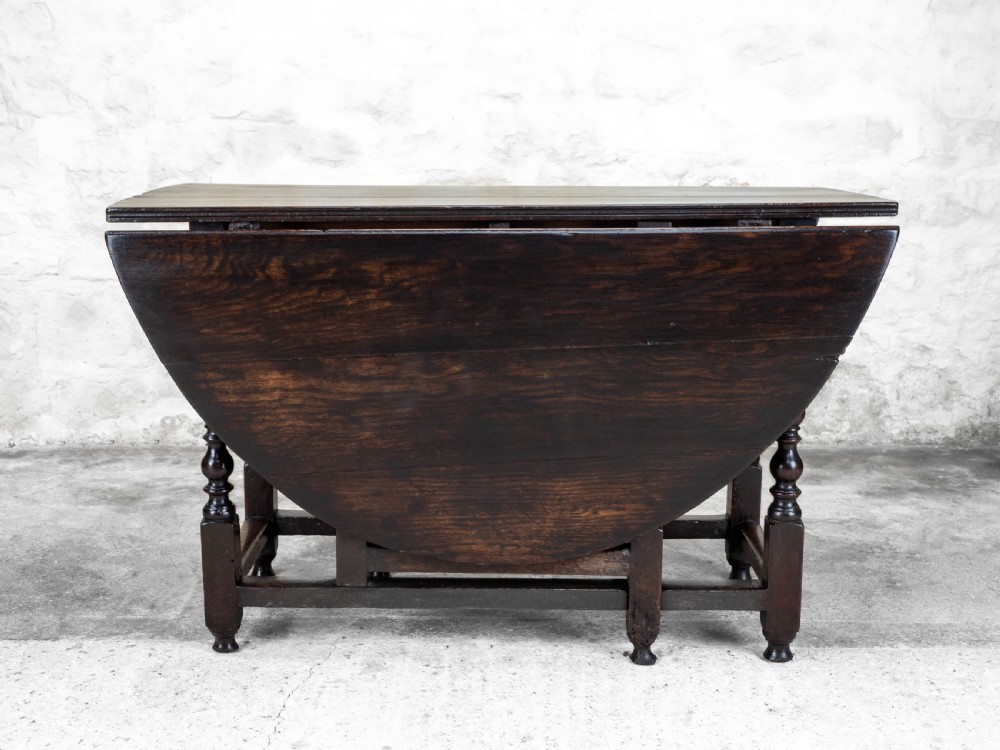 Charles II Elm & Oak Gateleg Country Dining Table View VII