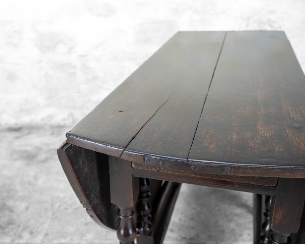 Charles II Elm & Oak Gateleg Country Dining Table View XI