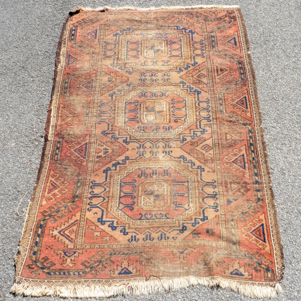 Afghan Tekke Bokhara Handwoven Oriental Rug 4'11
