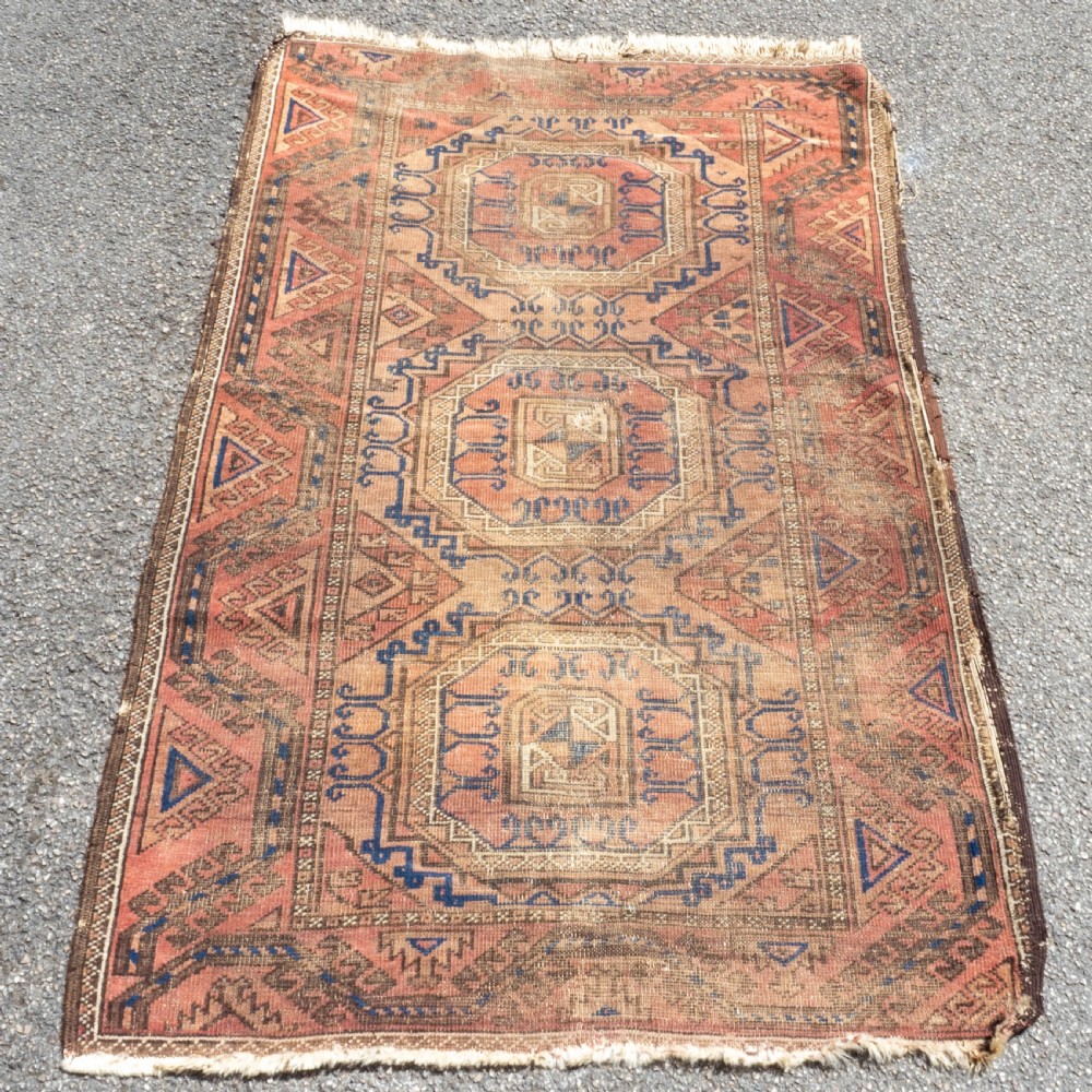Afghan Tekke Bokhara Handwoven Oriental Rug 4'11