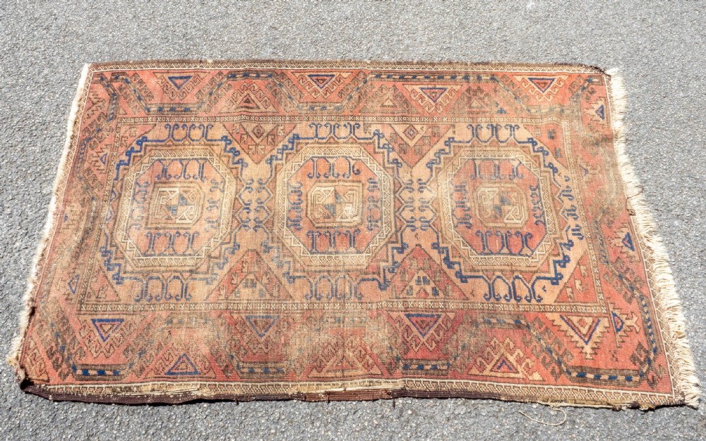 Afghan Tekke Bokhara Handwoven Oriental Rug 4'11