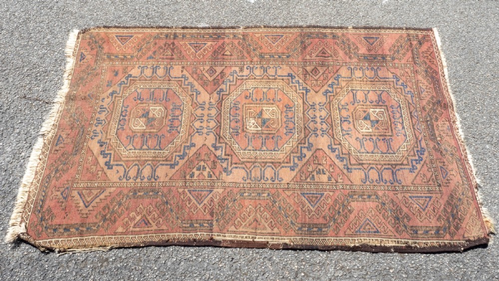Afghan Tekke Bokhara Handwoven Oriental Rug 4'11