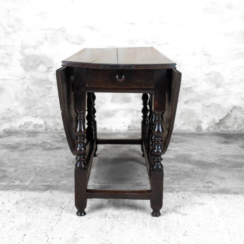 Charles II Elm & Oak Gateleg Country Dining Table (Carolean) View III