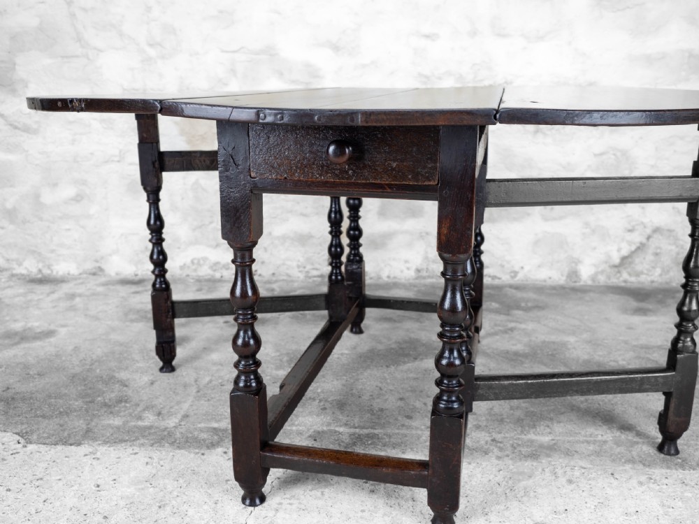 Charles II Elm & Oak Gateleg Country Dining Table (Carolean) View VII