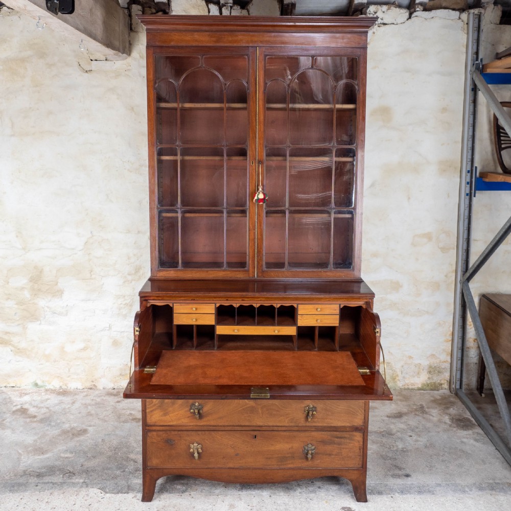 Regency Mahogany Secretaire Bookcase (Georgian George III IV) View IV