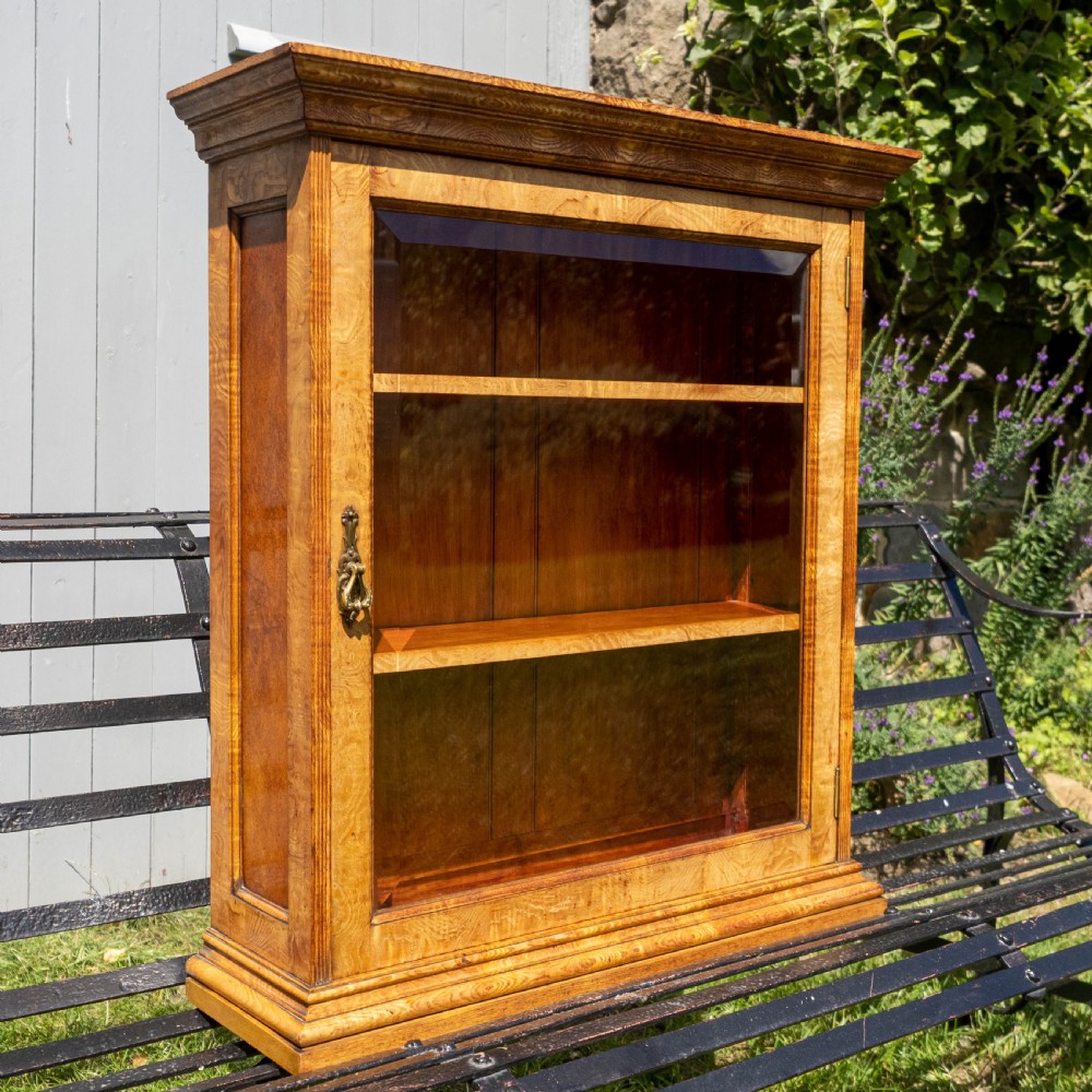 Burr Elm Georgian Style Wall Hanging Display Cabinet