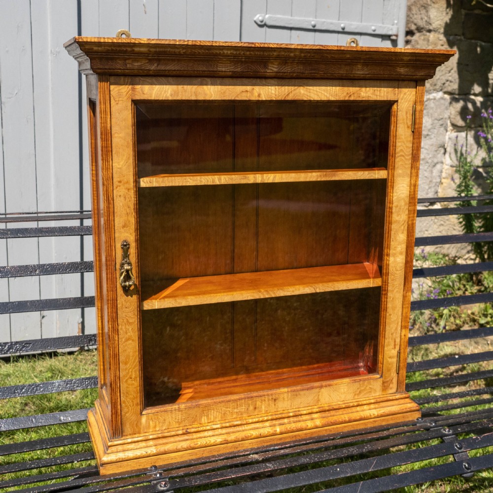Burr Elm Georgian Style Wall Hanging Display Cabinet View II