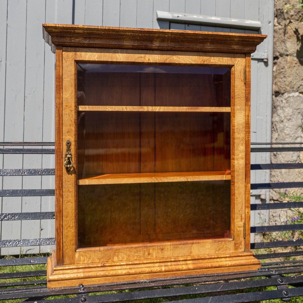 Burr Elm Georgian Style Wall Hanging Display Cabinet View III
