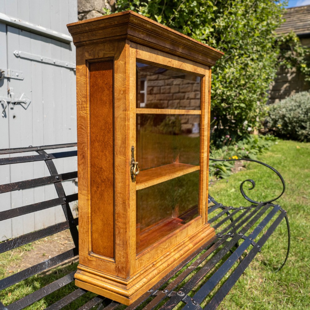 Burr Elm Georgian Style Wall Hanging Display Cabinet View IV
