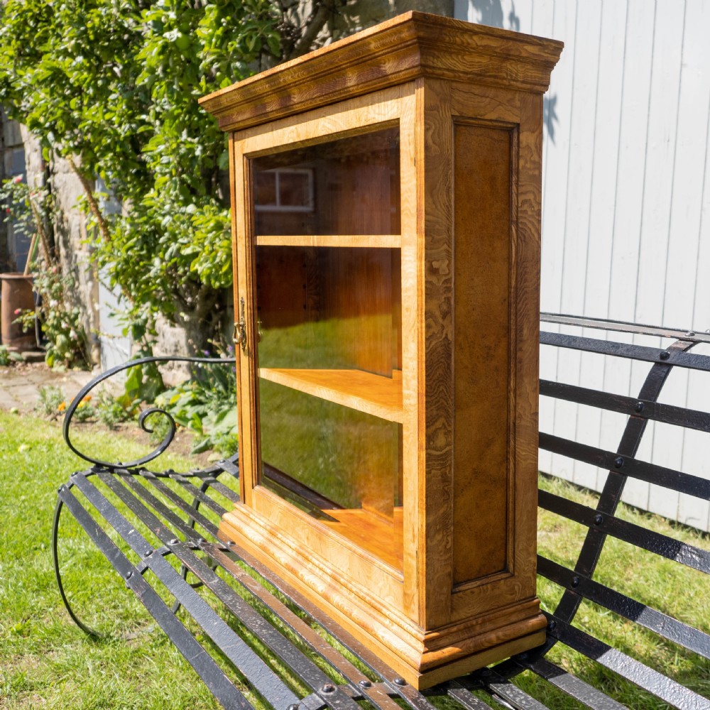 Burr Elm Georgian Style Wall Hanging Display Cabinet View VI