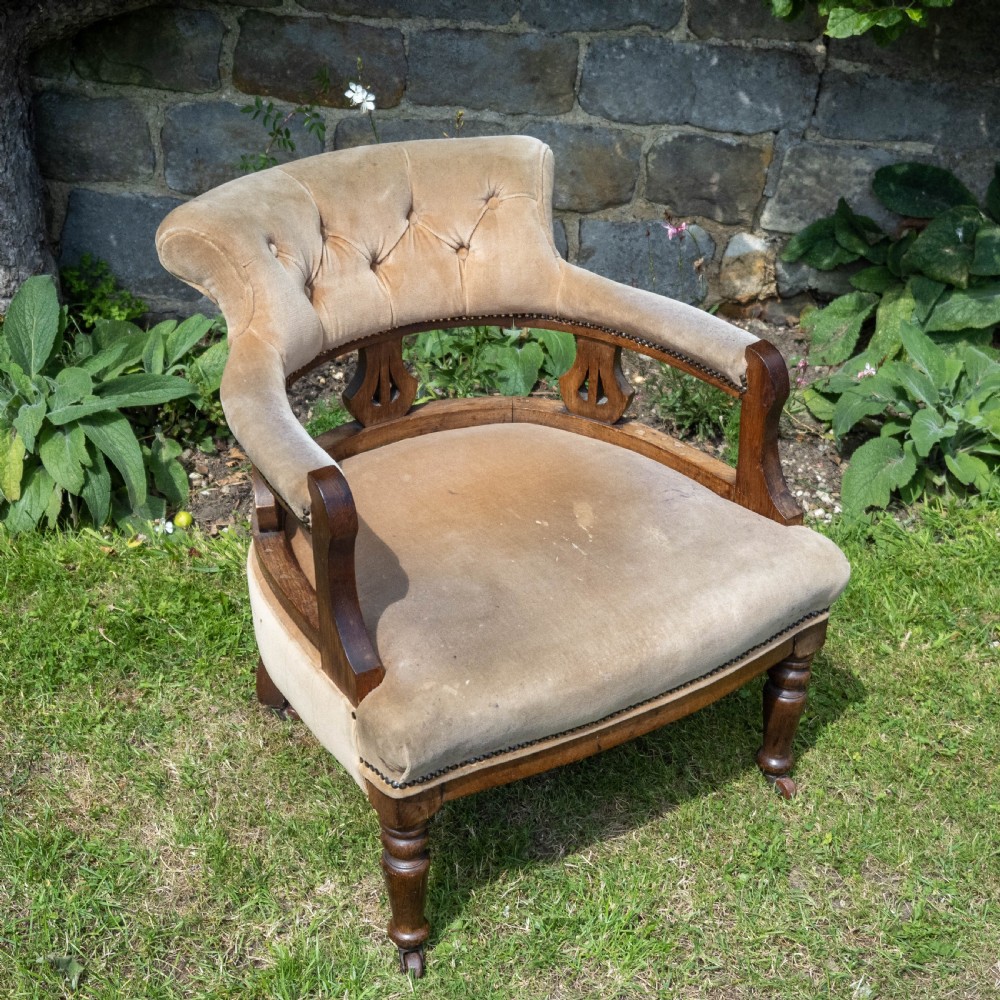 Victorian Oak Tub Armchair  View V