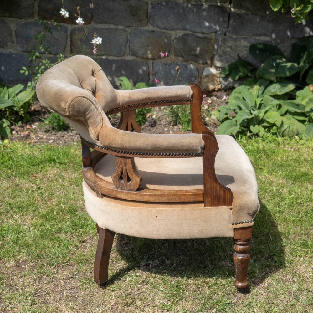Victorian Oak Tub Armchair  View IX