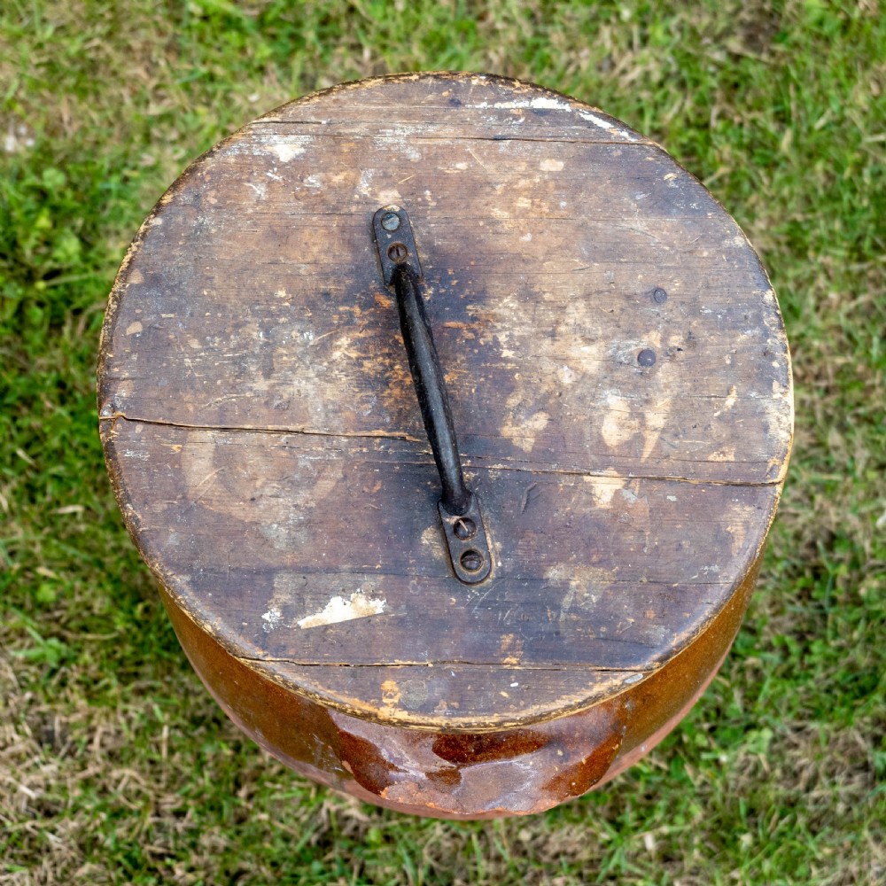 A C19th Rustic Large Earthenware Storage Jar / Bread Crock with Lid View VII