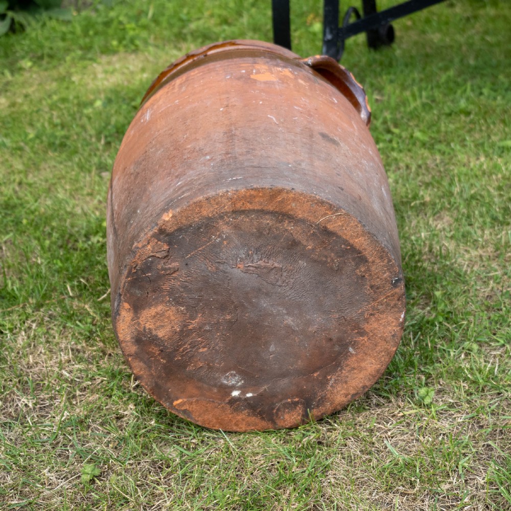 A C19th Rustic Large Earthenware Storage Jar / Bread Crock with Lid View XI
