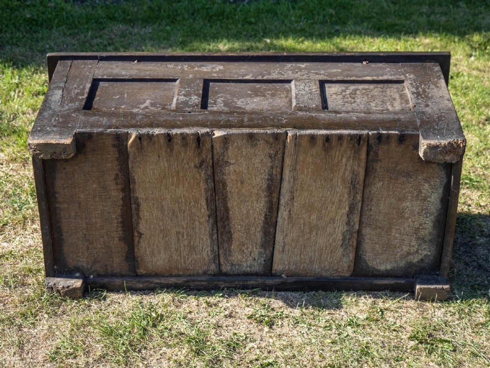 Yorkshire Small Carved Oak Panelled Coffer Dated 1722 View XVI