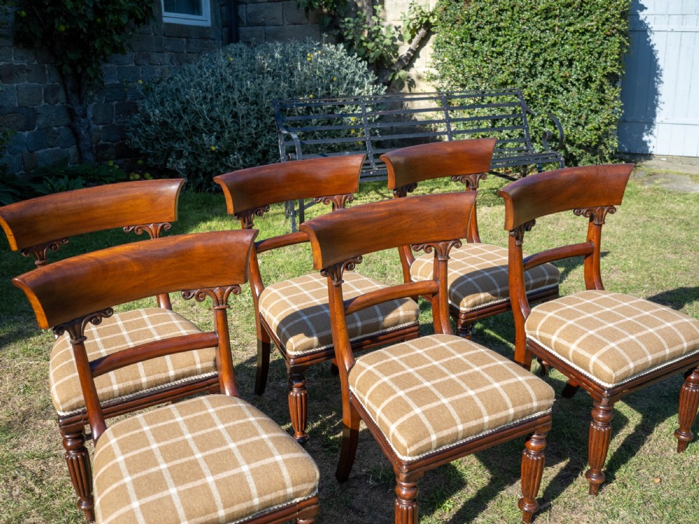 Set of 6 Regency Mahogany Upholstered Dining Chairs C1830 (William IV) View IX