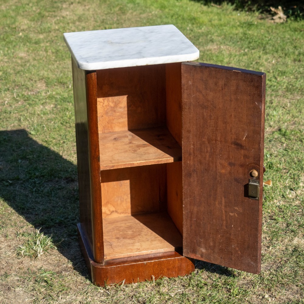 Victorian Marble Top Walnut Bedside Cabinet / Pot Cupboard View IV