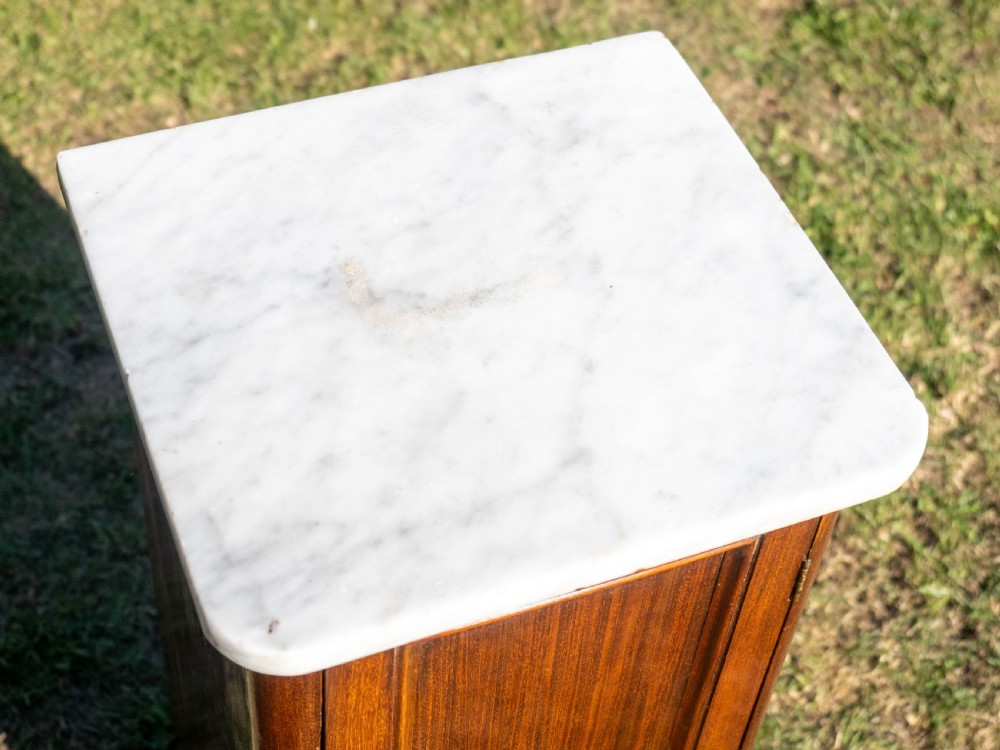 Victorian Marble Top Walnut Bedside Cabinet / Pot Cupboard View VI