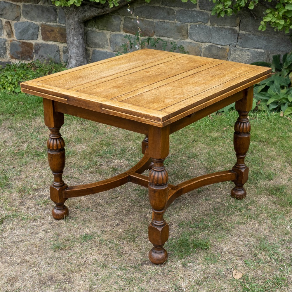 C17th Style Oak Drawer Leaf Extending Dining Table C1920 (Jacobean Carolean) View II