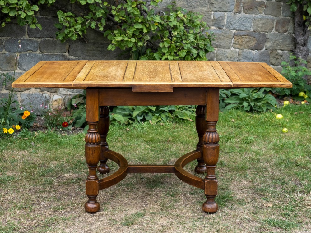 C17th Style Oak Drawer Leaf Extending Dining Table C1920 (Jacobean Carolean) View III