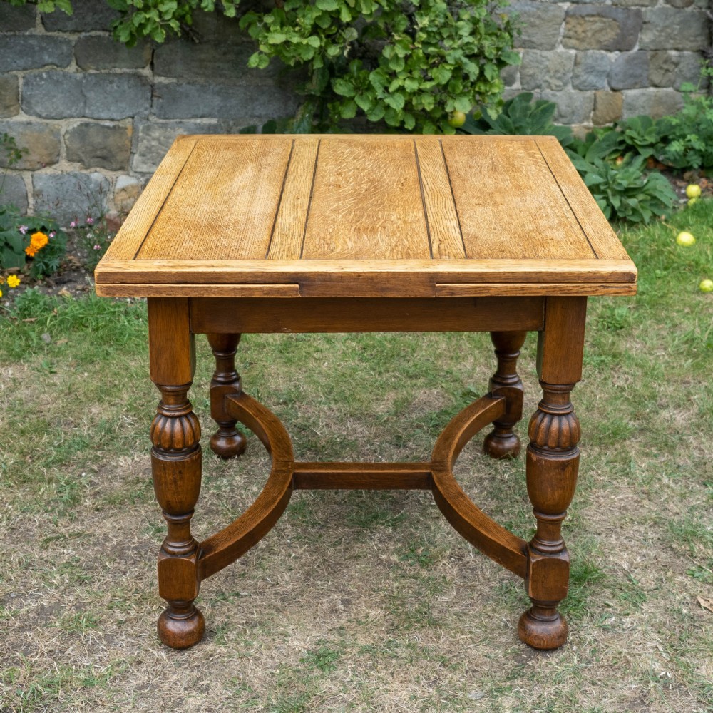 C17th Style Oak Drawer Leaf Extending Dining Table C1920 (Jacobean Carolean) View IV