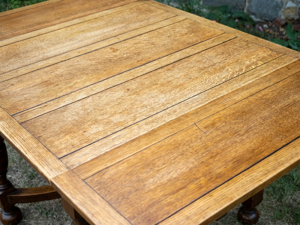 C17th Style Oak Drawer Leaf Extending Dining Table C1920 (Jacobean Carolean) View VI