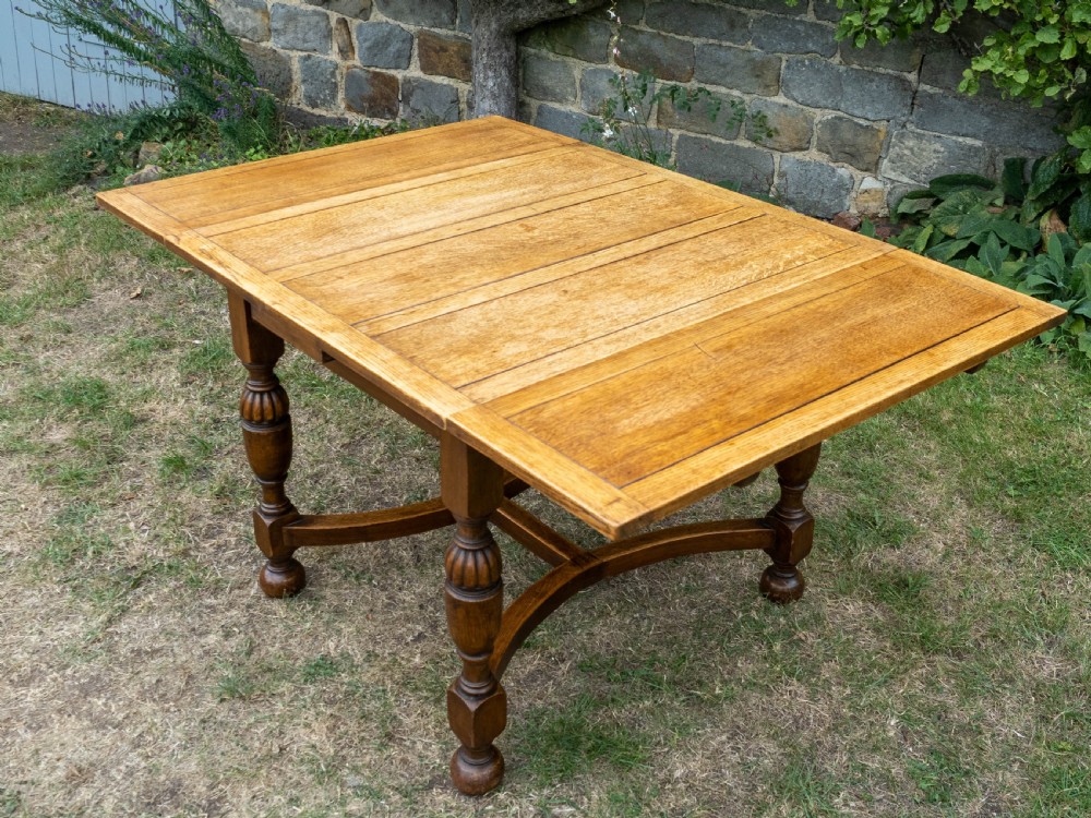 C17th Style Oak Drawer Leaf Extending Dining Table C1920 (Jacobean Carolean) View VII