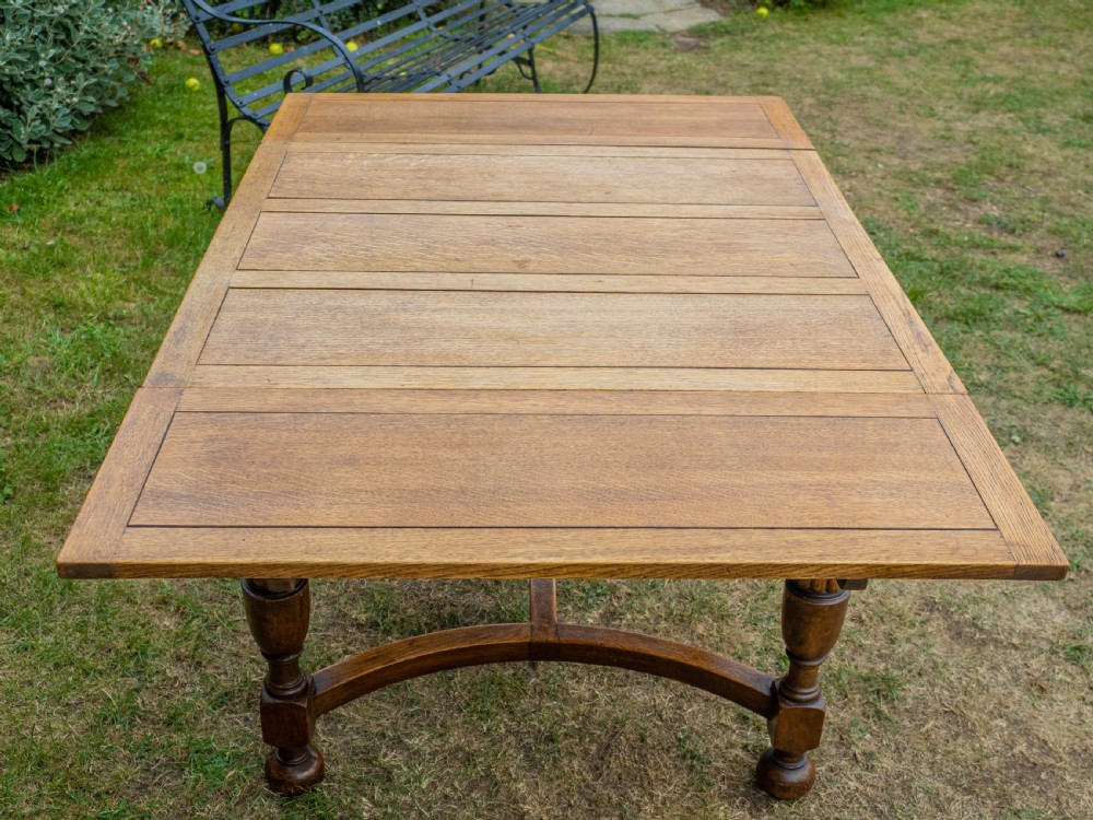 C17th Style Oak Drawer Leaf Extending Dining Table C1920 (Jacobean Carolean) View VIII