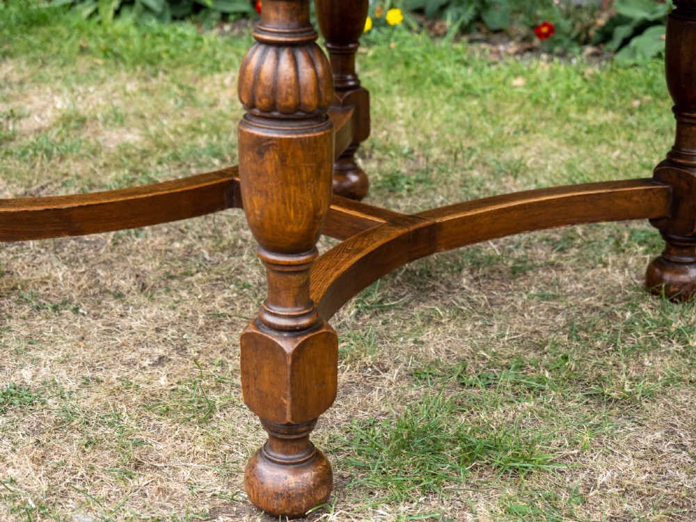 C17th Style Oak Drawer Leaf Extending Dining Table C1920 (Jacobean Carolean) View IX
