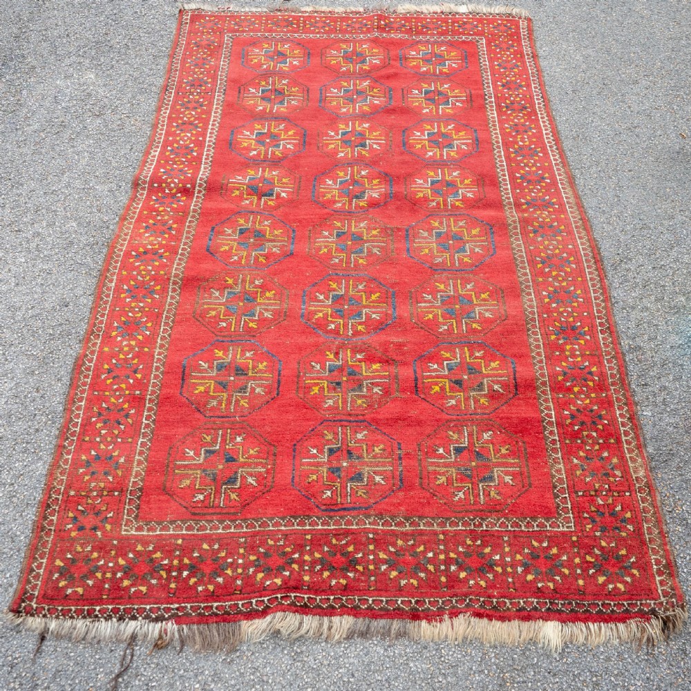 Tekke Turkmen Afghan Bukhara Handwoven Rug 7'x3'10