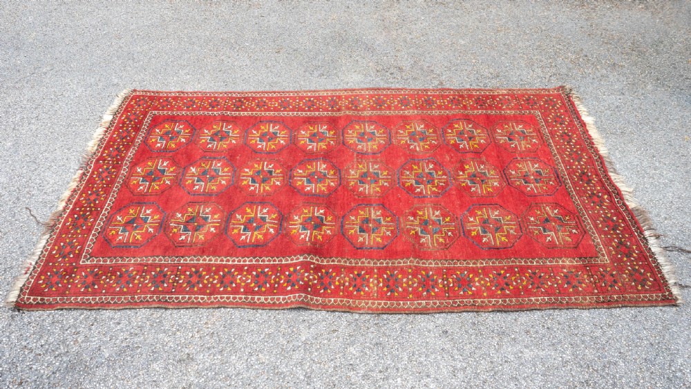 Tekke Turkmen Afghan Bukhara Handwoven Rug 7'x3'10