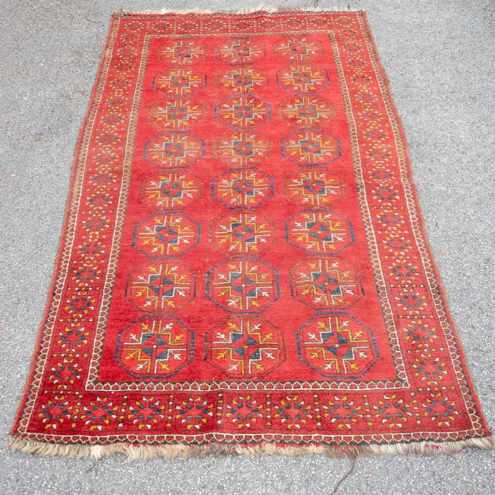 Tekke Turkmen Afghan Bukhara Handwoven Rug 7'x3'10