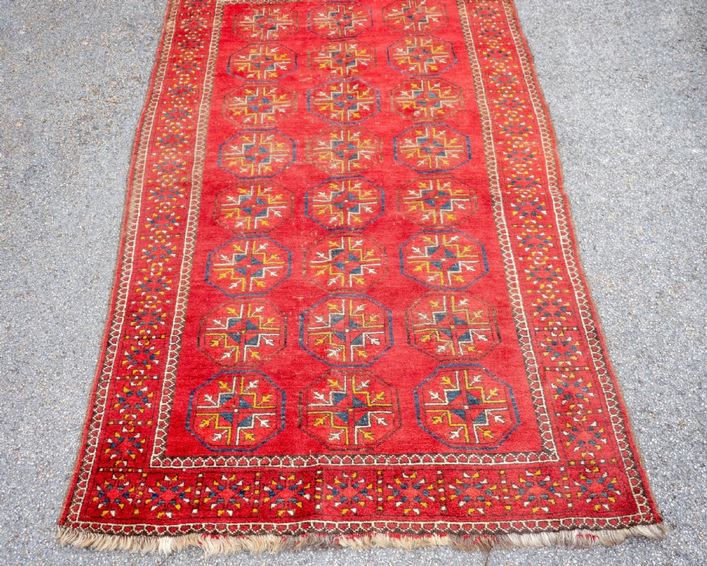 Tekke Turkmen Afghan Bukhara Handwoven Rug 7'x3'10