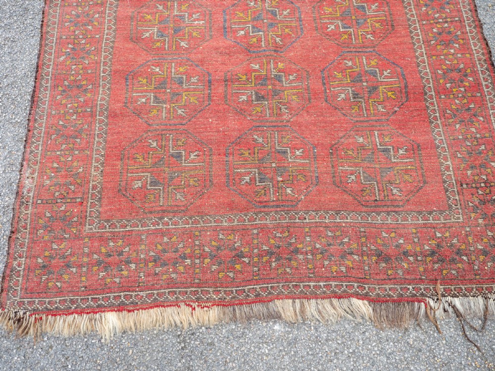 Tekke Turkmen Afghan Bukhara Handwoven Rug 7'x3'10