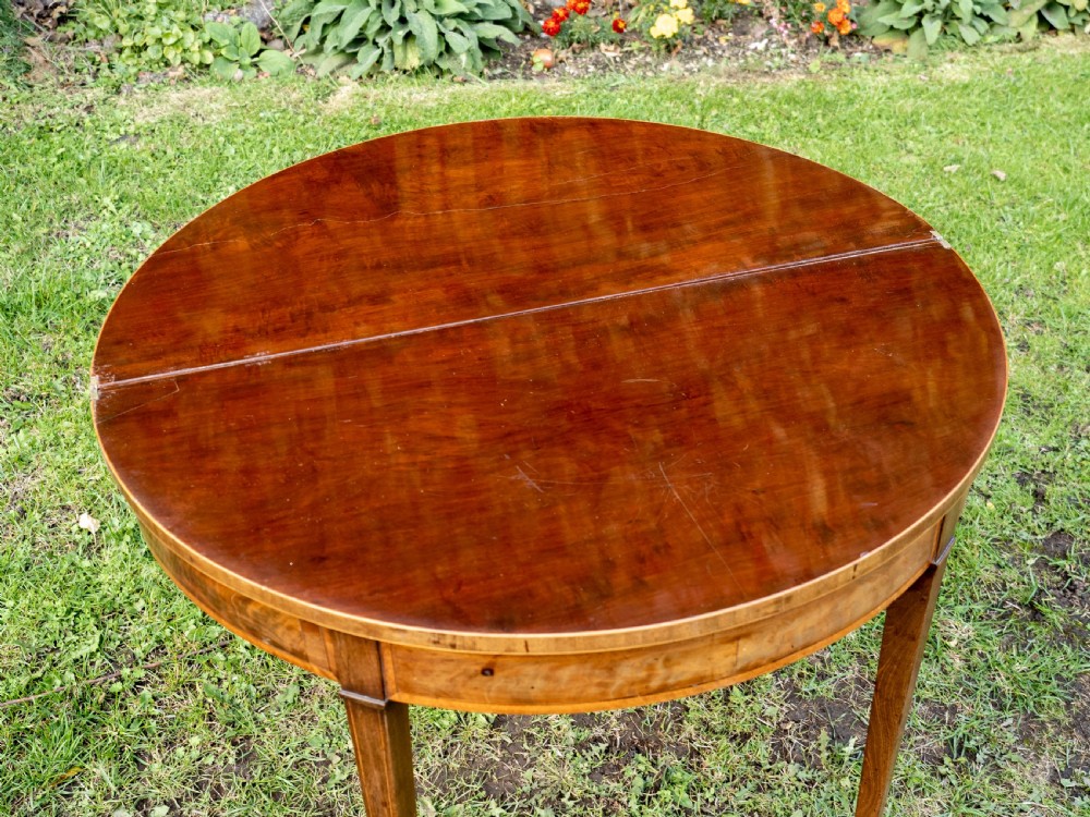 Georgian Demi-Lune Inlaid Mahogany Fold Over Tea Table / Console  View VII