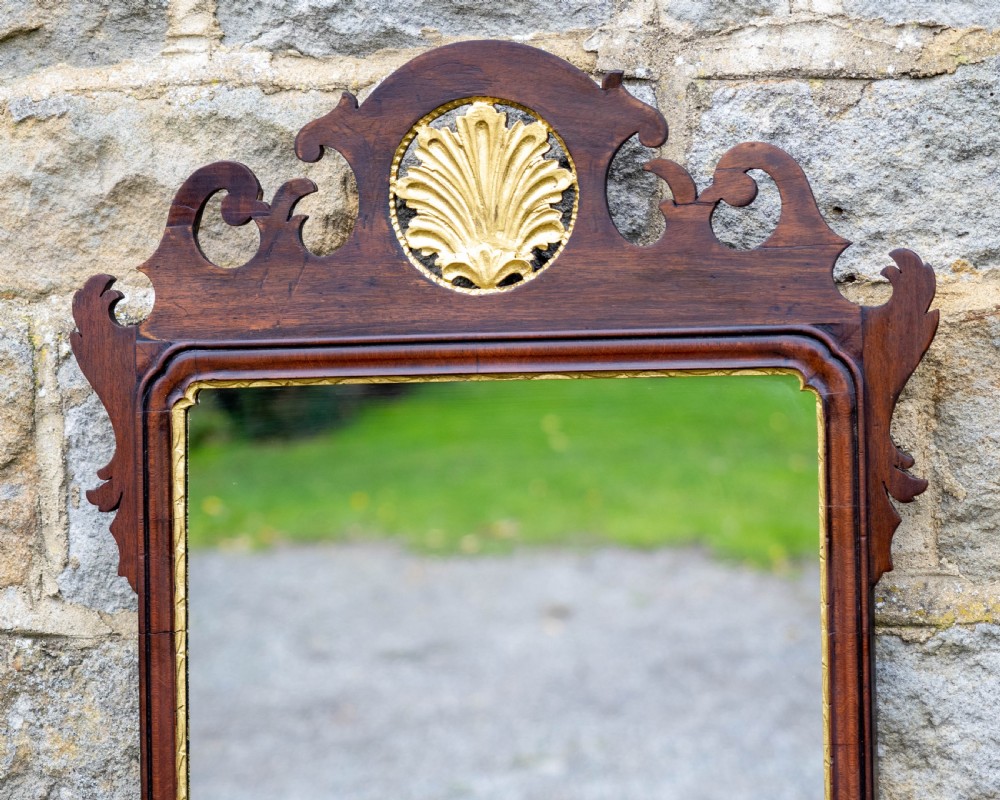 Georgian Mahogany Parcel Gilt Fretwork Wall Mirror View III
