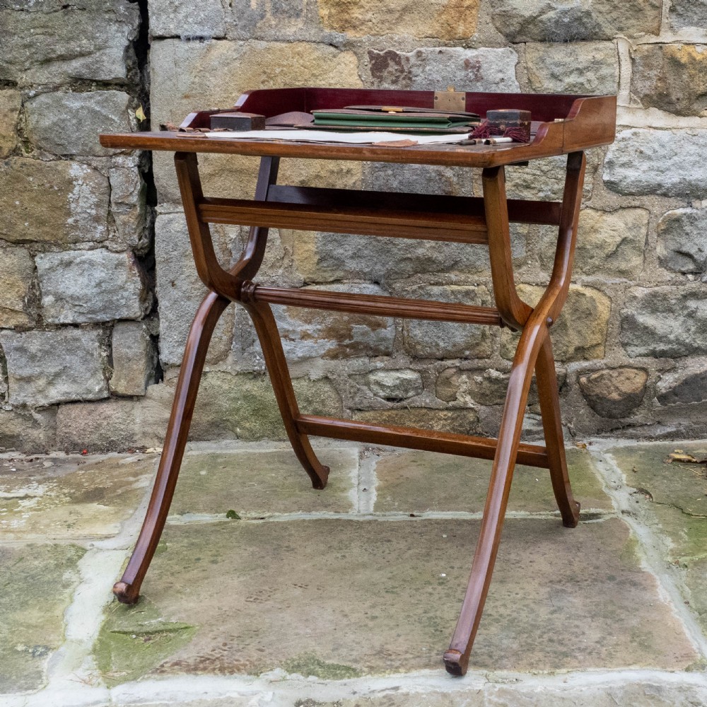Rosewood Inlaid Folding Campaign Desk View VII