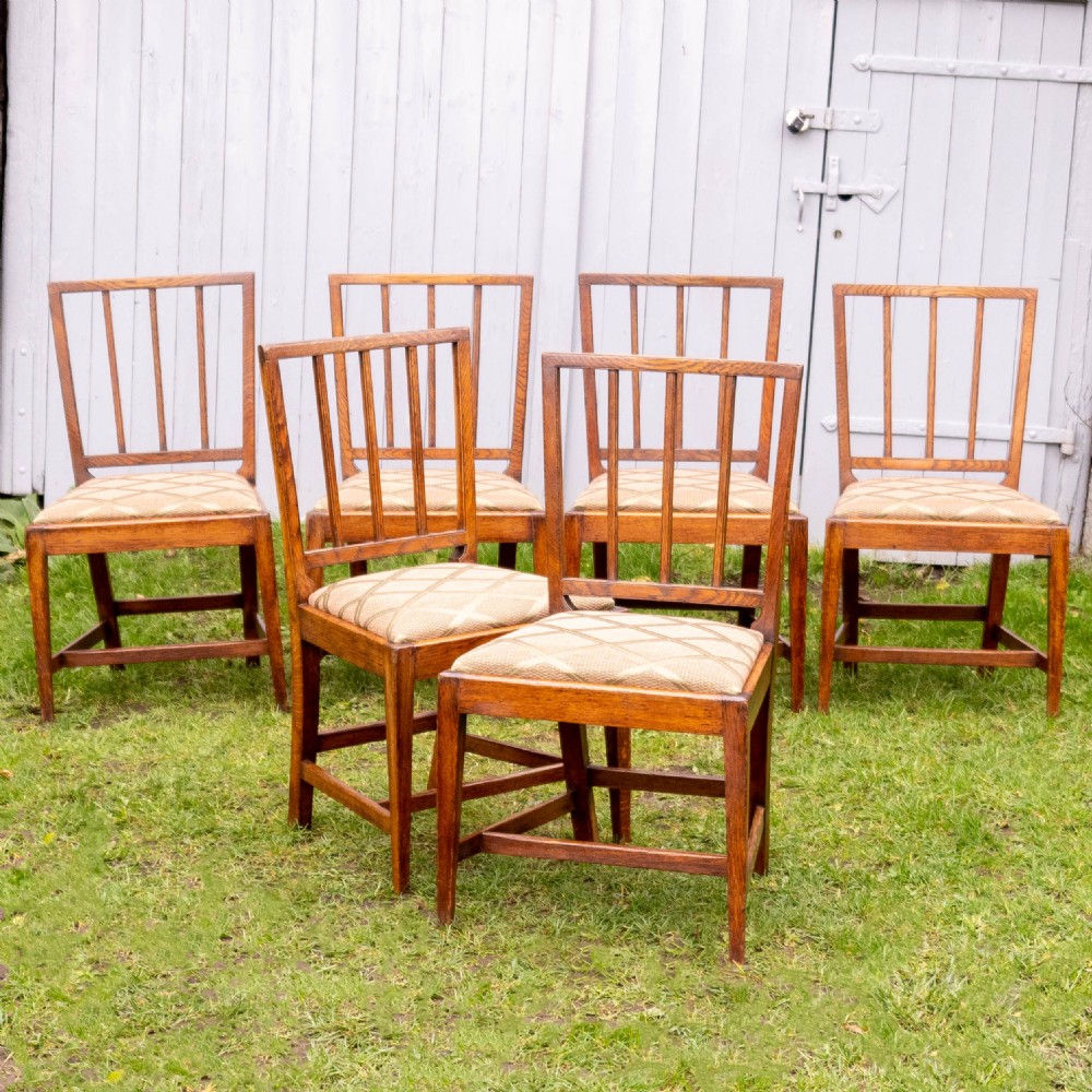 Elm Sheraton Country Vernacular Style Upholstered set of 6 Dining Chairs