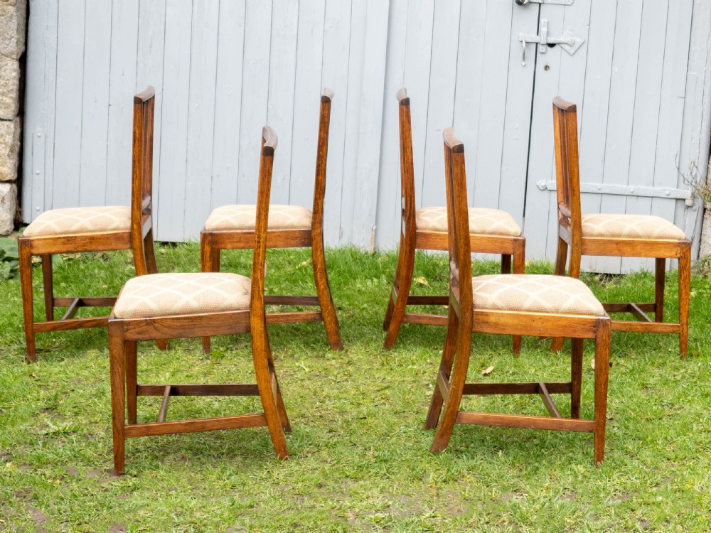 Elm Sheraton Country Vernacular Style Upholstered set of 6 Dining Chairs View IX