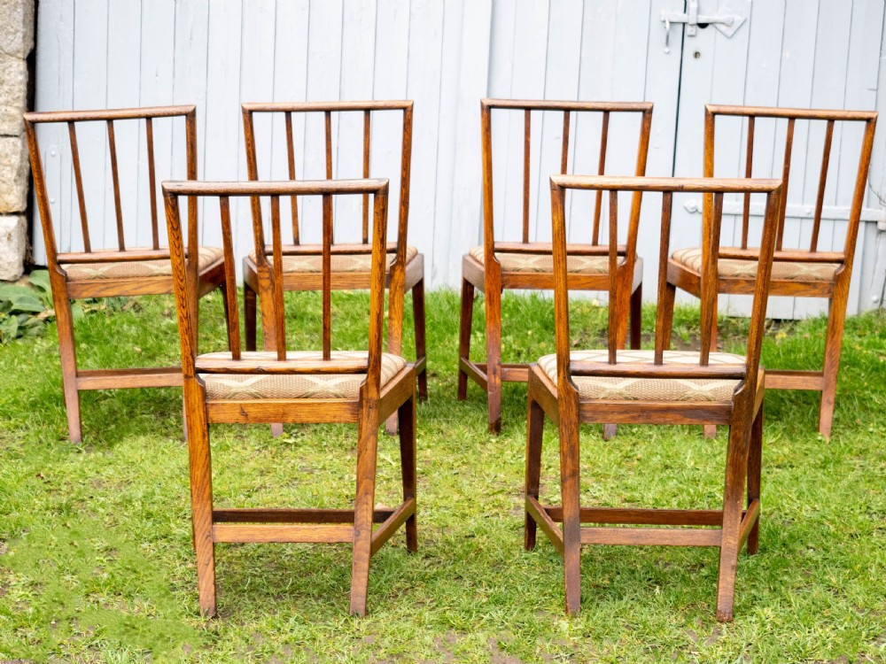 Elm Sheraton Country Vernacular Style Upholstered set of 6 Dining Chairs View X