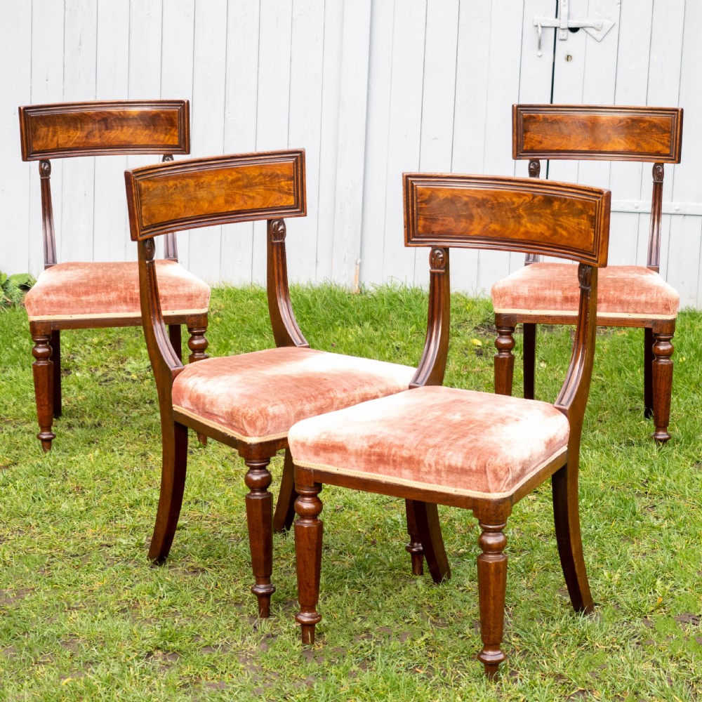 Regency Set of 4 Mahogany Bar Back Dining Chairs (Georgian)