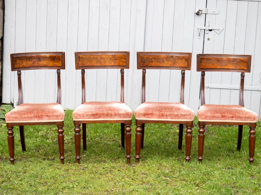 Regency Set of 4 Mahogany Bar Back Dining Chairs (Georgian) View VI