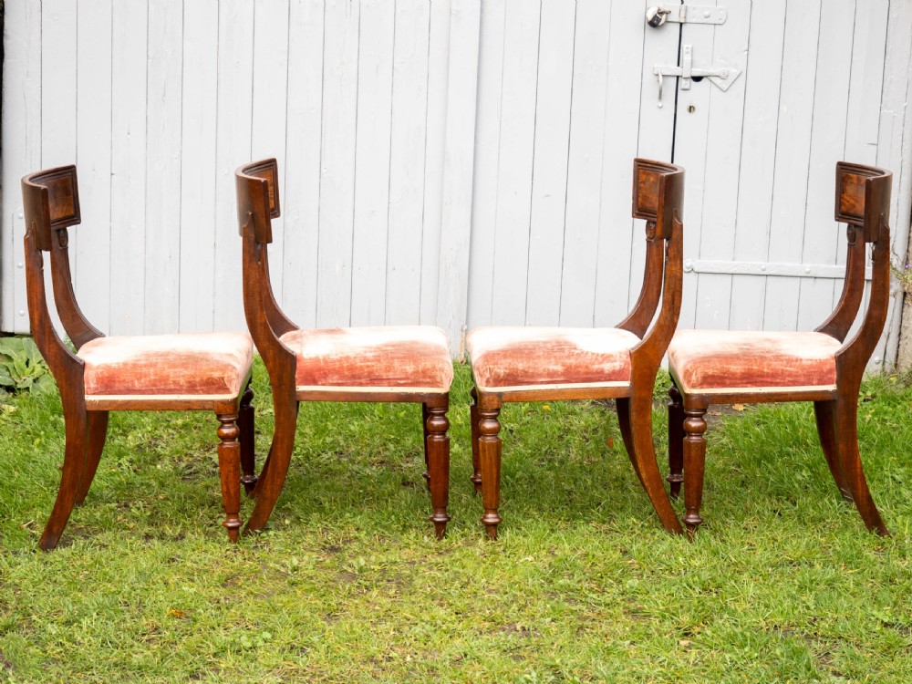 Regency Set of 4 Mahogany Bar Back Dining Chairs (Georgian) View VII