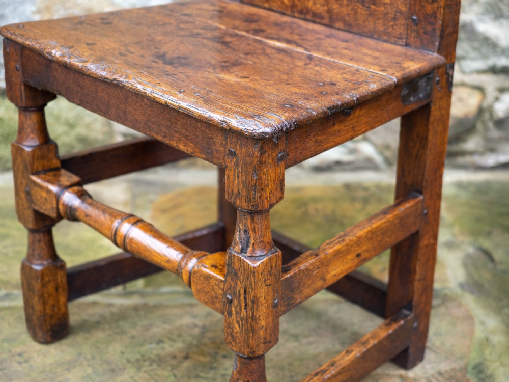 Late C17th High Back Oak Country Chair (Carolean / Jacobean) View V