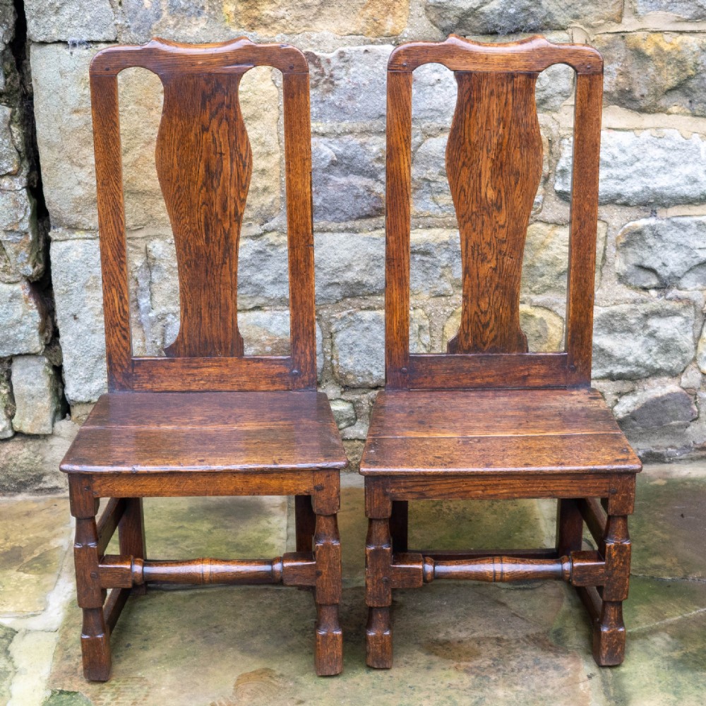 Pair of Late C17th High Back Oak Country Chairs (Carolean Jacobean) View VIII