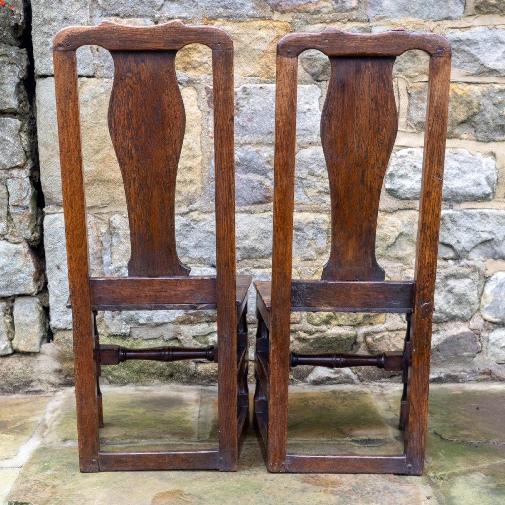 Pair of Late C17th High Back Oak Country Chairs (Carolean Jacobean) View XI