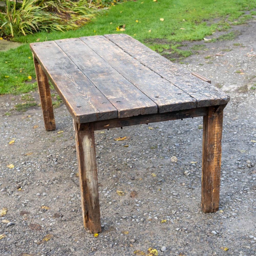 Reclaimed Timber Early C20th Workbench / Industrial Table with Vice View X